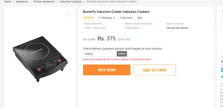 Butterfly Induction Cooker Induction Cookers At Rs.375 Only