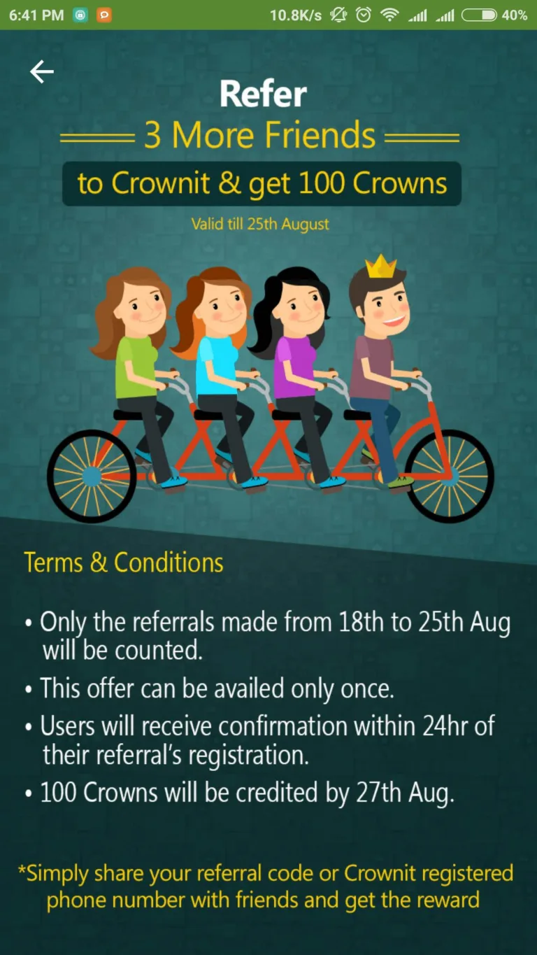 (Live Again) Crownit App : Get Rs 100 Amazon  Gift Voucher By Referring 3 Friends