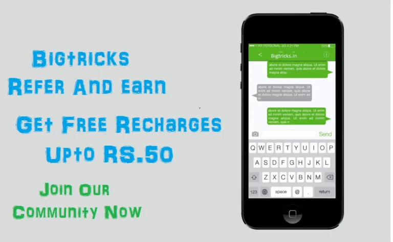 Bigtricks Refer And Earn free Recharge Worth Rs.50