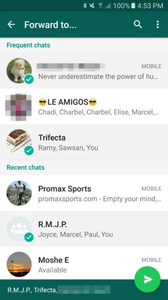 WhatsApp now lets you share and forward a message to multiple chats 