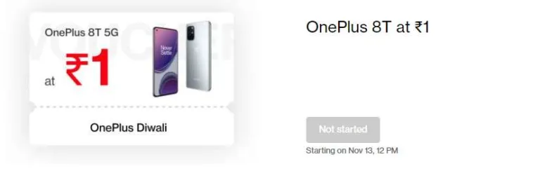 OnePlus Diwali Sale : Get OnePlus 8T & Other Accessories at Just Rs.1