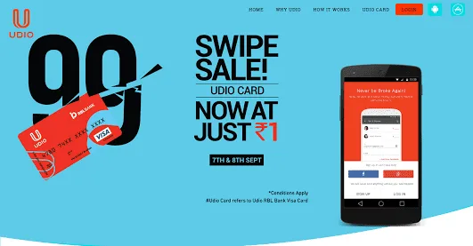 Get Udio Plastic Visa Card At Just Rs.1 Only (13-14 Oct)