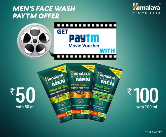 Himalaya Paytm Offer : Get Rs. 50 Or 100 Movie Vouchers With Himalaya Neem Facewash