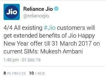 Reliance Jio Welcome offer Extended Till 31st March 2017 (Official ) Free 4G Data and Calls