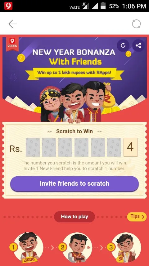 9Apps New Year Bonanza- Refer Friends And Win Prizes Upto Rs. 1 Lac refer code : 89zngh