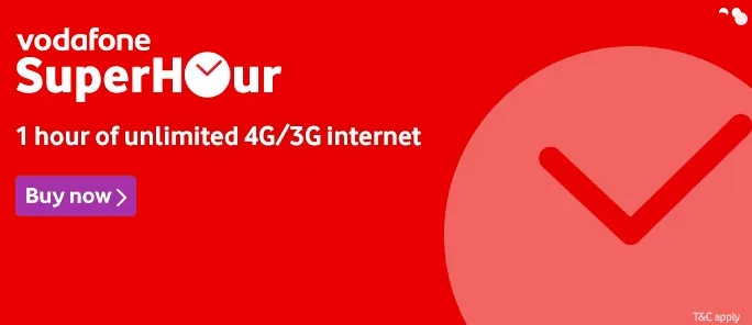 Vodafone Superhour : Unlimited 4G Data For 1 Hour At Rs. 16+ unlimited Calling at Rs. 7 Only