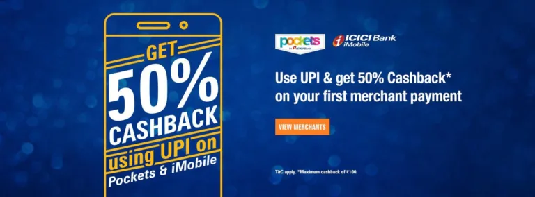 (extended) ICICI Pockets Loot : Get Rs. 100 Cashback For first Merchant transaction (Add Money to Paytm)