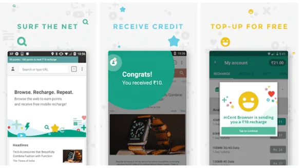 Mcent Browser Loot :50% off on Recharges + Refer Friends And Earn Rs.25 Free Recharge for each
