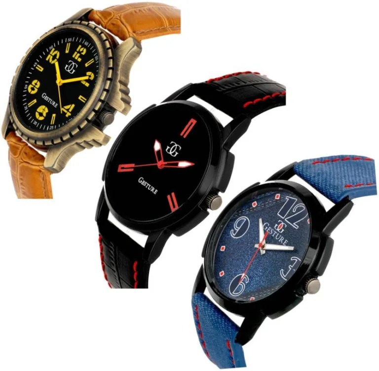 Steal Deal : Gesture Attractive Arrogant Combo of 3 Stylish Creative Analog Watch At Rs. 599 ( MRP = 2100 Rs.)