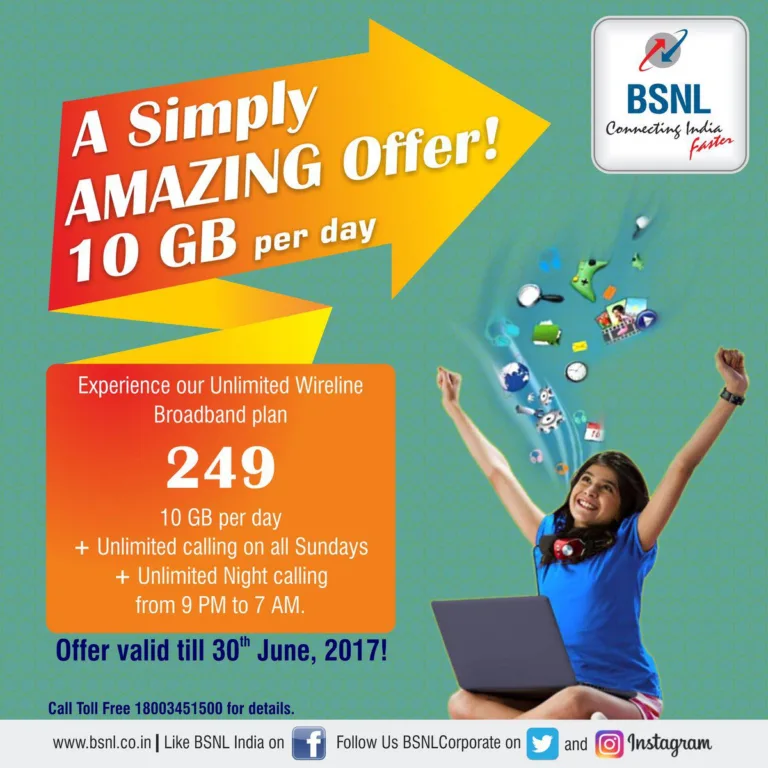BSNL 249 Plan – Get 10 GB Data +Unlimited Free Calls Per Day