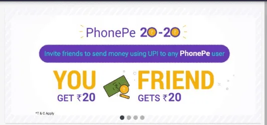 Phonepe Refer & Earn : Get Rs.20 On Signup + Rs. 20 per Invite Direct Bank cash