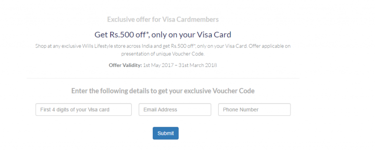 Register and Get Rs.500 Shopping Voucher of  Wills Lifestyle Stores