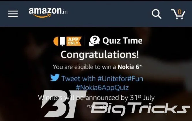 (Answers Added)Amazon Nokia 6 offer :Answer 5 Questions and get a chance Win nokia 6 For Free