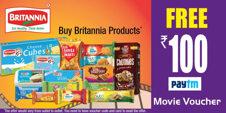 Get FREE Rs.100 Movie Voucher WITH Any Packs Of Britannia Product