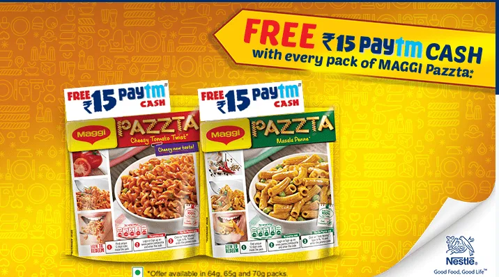 Maggi Pazzta Offer: Get Rs.15 paytm cash With Every Pack