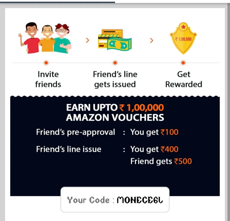 Moneytap Refer and Earn : Get Upto Rs.500 on Signup and Upto Rs.500 per referral Amazon Vouchers