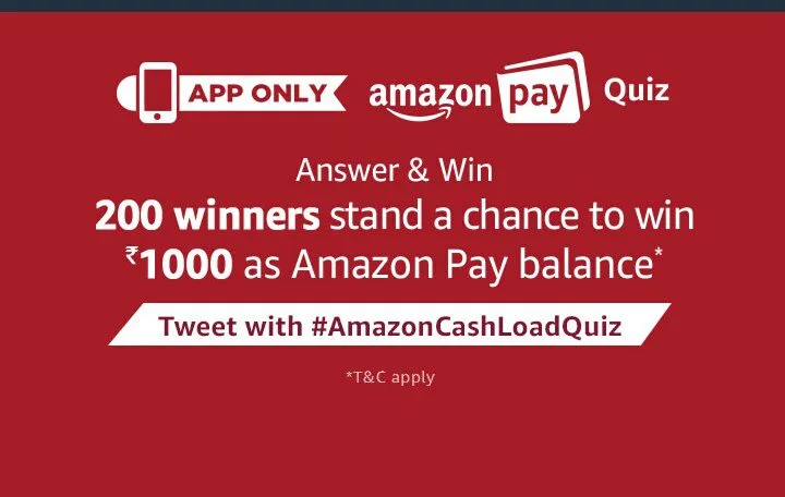 [12 Dec Answers] Amazon Pay Quiz- Answer Win Rs 1000 Pay Balance