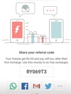Freecharge Refer n Earn : Get Rs.50 cashback On First Recharge + Earn Rs.50 For Each Referral