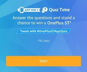 [8th Dec Answers] Amazon OnePlus 5T Quiz-Win OnePlus 5T Starwars Edition
