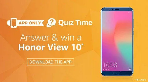 [Answers Added] Amazon Honor Quiz:-Answer and get a Chance to Win Honor View 10