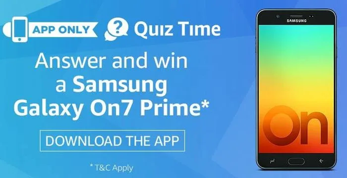 (All Answers) Amazon Samsung Galaxy On7 Prime Quiz | Win On7 Prime