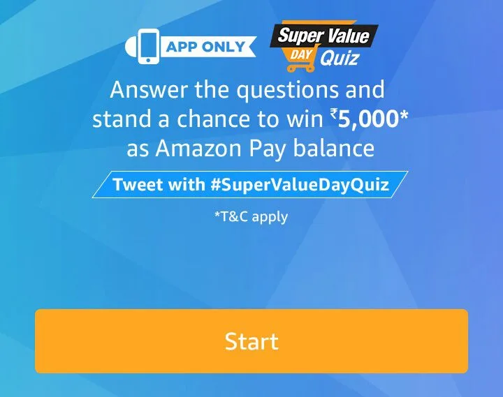[1 February] Amazon Super Value Quiz – Answer  Win Rs 5000