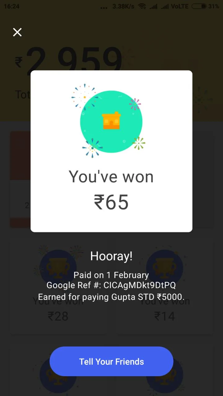 [Video Proof]Tez #rentwithtez Offer: Send Money & Get Scratch Card of upto 100% Cashback