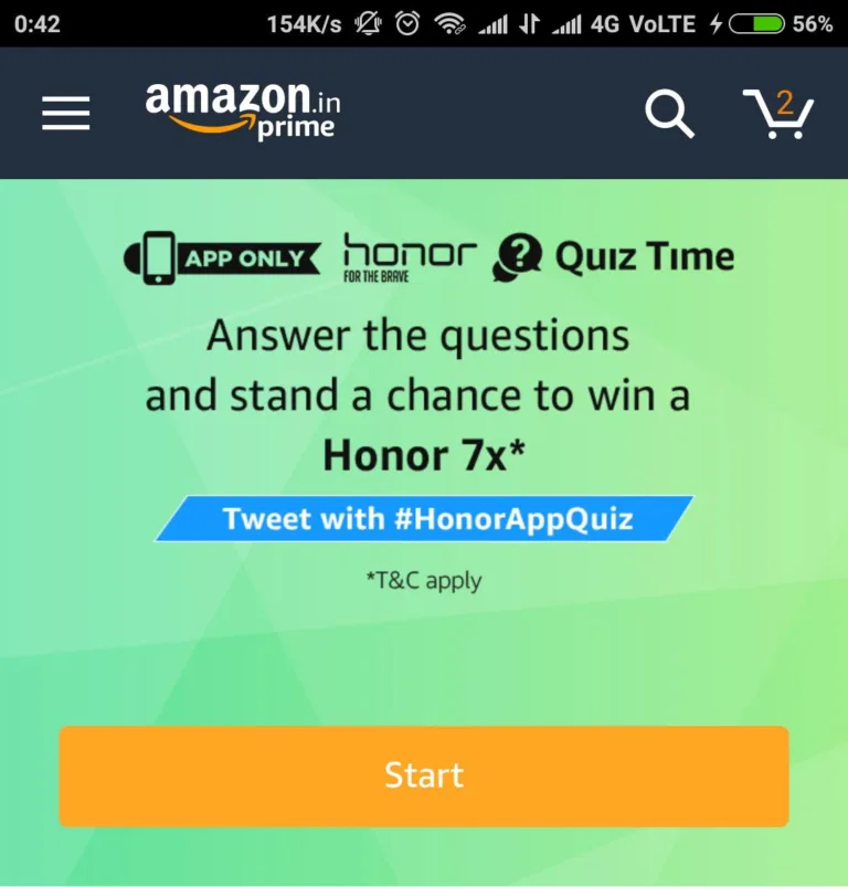 (Answers Added) Amazon Honor Quiz: Answer & Win Honor 7X