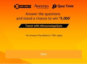 Amazon Aveeno Quiz Answers – Win Rs.5000 Amazon Cash