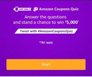(Answers Added)Amazon Coupon Quiz – Answer  Questions & Win Rs.5000