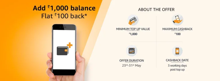 Amazon Pay : Load Rs.1000 & Get Rs.100 Cashback For All Users