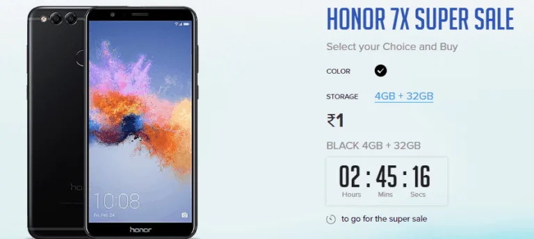 (over)Honor 7X ₹1 Flash Sale : Get Honor 7X Smartphone at Just Rs.1 worth Rs.12999