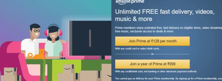 Amazon Prime Membership at Just Rs.129/- Per Month