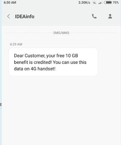 Idea Free Data Trick – Get 30GB(1GB/Day) 4G Data Free