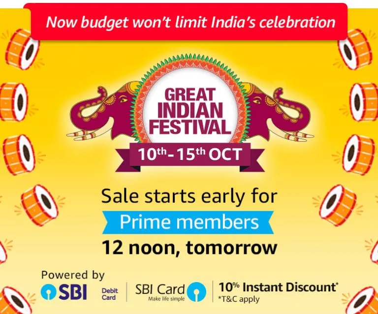 [10-15 OCT]Amazon Great Indian Festival : Get Huge Discount On Many Products