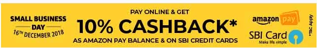 Amazon Small Business Day – Get 10% Cashback on SBI Cards & 10% Cashback for Prepaid Transactions