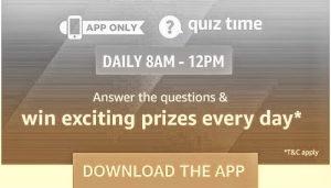 Amazon Quiz Time Answers Today 29th January - Win Fossil Watch 1 amazon quiz