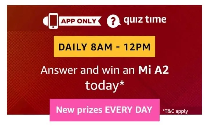 Amazon Mi A2 16th January Quiz Answers – Answer & Win MI A2