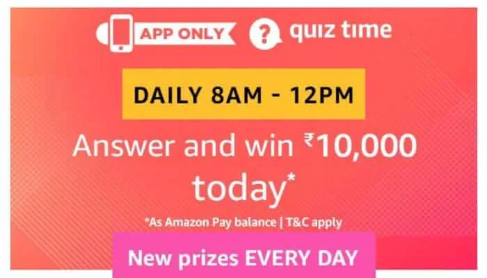Amazon Quiz 4th March 2019 Answers – Answer & Win Rs.50000