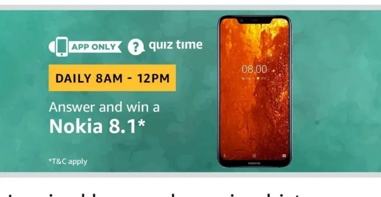 Amazon Quiz 13th February 2019 Answers -Win Nokia 8.1