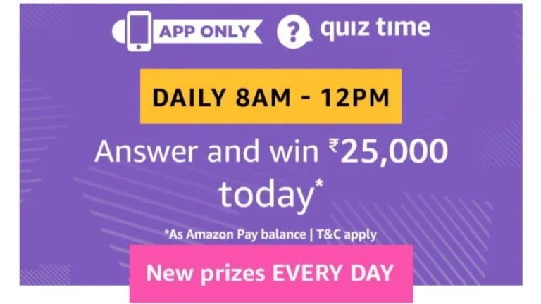 Amazon Quiz 30 May 2019 Answers – Answer & Win Rs.25000 Pay Balance