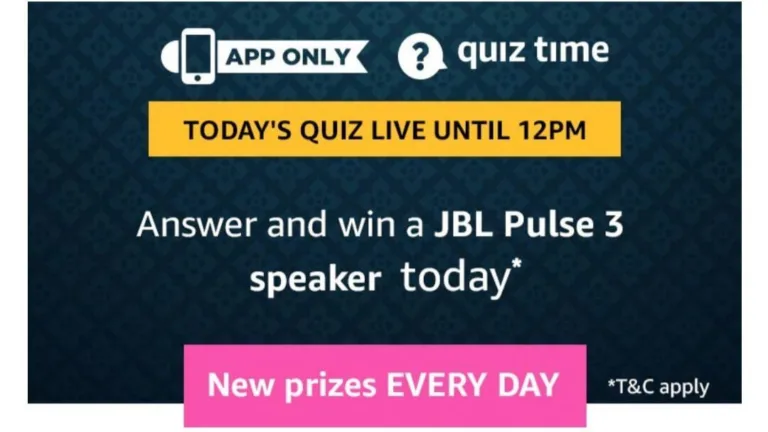 Amazon Quiz 31 May 2019 Answers – Answer & Win JBL Pulse 3 Speakers