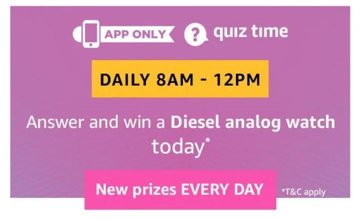 Amazon Quiz 18th May 2019 Answers – Answer & Win Diesel Chi Watch