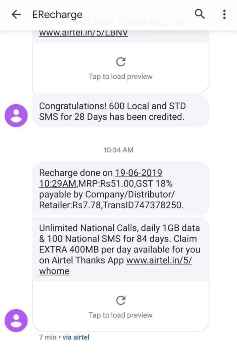 Airtel – Get 1GB/Day + Unlimited Calling & Data For 84 Days at Just Rs.51