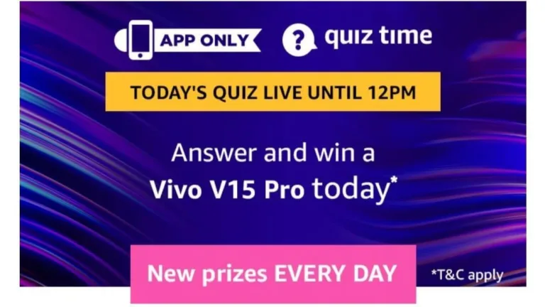 Amazon Quiz 9 June 2019 Answers – Answer & Win Vivo V15 Pro