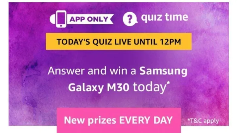 Amazon 26th June Quiz Answers – Win Samsung Galaxy M30