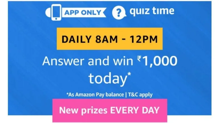 Amazon Quiz 10 June 2019 Answers – Answer & Win Rs.1000 Pay Balance
