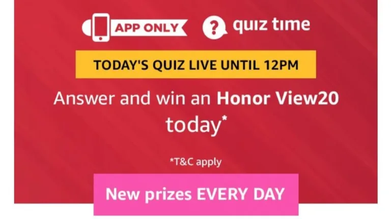 Amazon 12th June Quiz Answers – Answer & Win Honor View20