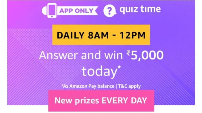 Amazon Quiz 16th December Answers – Answer & Win Rs.5000