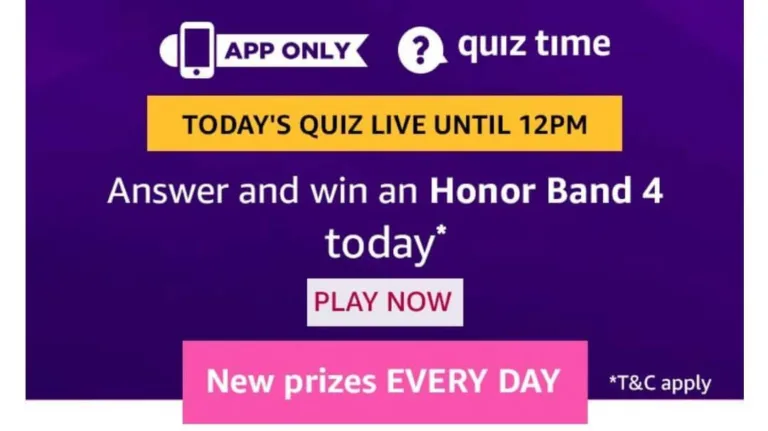 Amazon 21st June Quiz Answers – Answer & Win Honor Band 4